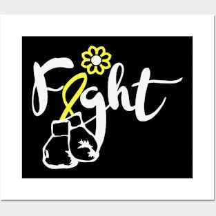 Fight Faith Hope Cure Support Hydrocephalus Awareness Yellow Ribbon Warrior Posters and Art